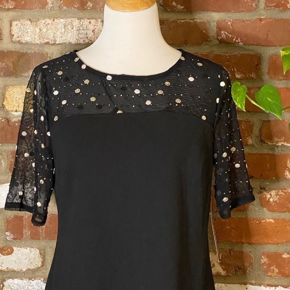 Nina Leonard Black Beaded Sheath Dress Size medium - Picture 3 of 9
